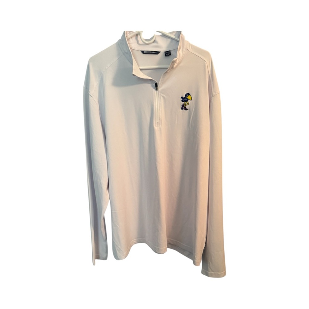 Cutter & Buck KU White Long Sleeve Quarter-Zip Shirt